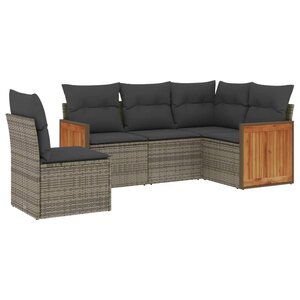 vidaXL Salon de jardin 5 Pièces avec coussins gris résine tressée