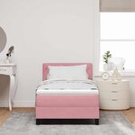 vidaXL Lit à ressorts avec matelas Rose 90 x 200 cm Velours