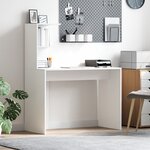 vidaXL Bureau d'écriture Blanc MDF Compact Étagères Décoratives