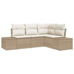 vidaXL Ensemble de canapé de jardin 4 Pièces Beige Poly rotin