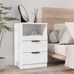 vidaXL Tables de chevet 2 Pièces Blanc Bois d'ingénierie
