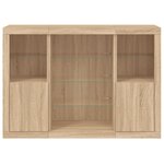 vidaXL Buffets avec lumières LED 3 Pièces chêne sonoma bois d'ingénierie