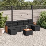 vidaXL Salon de jardin 8 Pièces avec coussins noir résine tressée