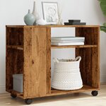vidaXL Table d'appoint avec roues vieux bois bois d'ingénierie