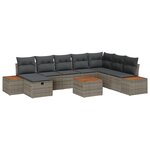 vidaXL Set de canapé de jardin 9 pièces avec des coussins gris en polyrotin.