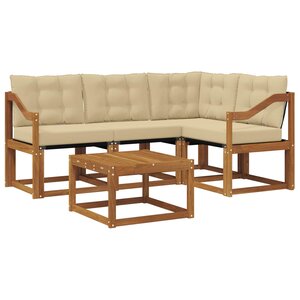 vidaXL Ensemble de canapés d'extérieur 5 Pièces Naturel et Beige