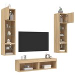 vidaXL Unités murales TV avec LED 6 Pièces chêne sonoma bois d'ingénierie