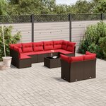 vidaXL Salon de jardin 10 Pièces avec coussins marron résine tressée