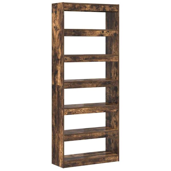 vidaXL Bibliothèque Chêne fumé 80 x 30 x 198 cm Bois d'ingénierie