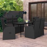 vidaXL Ensemble à manger de jardin avec coussins 7 Pièces Noir