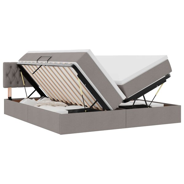 vidaXL Lit de rangement LED avec matelas Taupe 200 x 200 cm Tissu