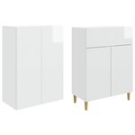 vidaXL Ensemble de Meubles 2 Pièces Blanc brillant 66 x 34 5 x 90 cm
