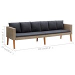Vidaxl canapé de jardin à 3 places avec coussins résine tressée beige