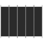 vidaXL Cloison de séparation 5 panneaux Noir 250x200 cm Tissu
