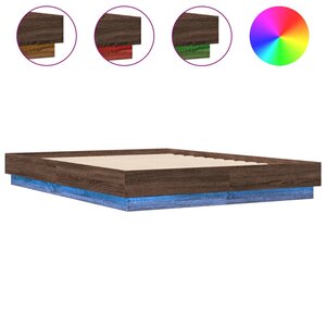 vidaXL Cadre de lit avec lumières LED chêne marron 120x190 cm