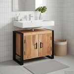vidaXL Meuble sous-vasque de salle de bain Bois d'acacia massif et fer
