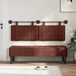vidaXL Tête de lit suspendue Avec lumière LED Brun Brillant PU antique