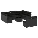 vidaXL Salon de jardin 12 Pièces avec coussins noir résine tressée