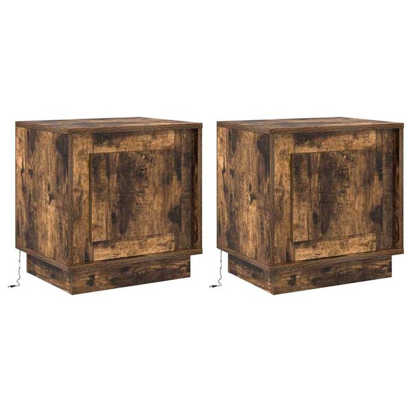 vidaXL Cabinet de chevet avec 2 Pièces Chêne fumé 44 x 34 5 x 45 cm