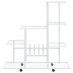 vidaXL Support pour plantes sur roues 94 5x25x92 5 cm Blanc Métal