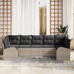 vidaXL Ensemble de canapé de jardin 7 Pièces Gris clair polyrotin