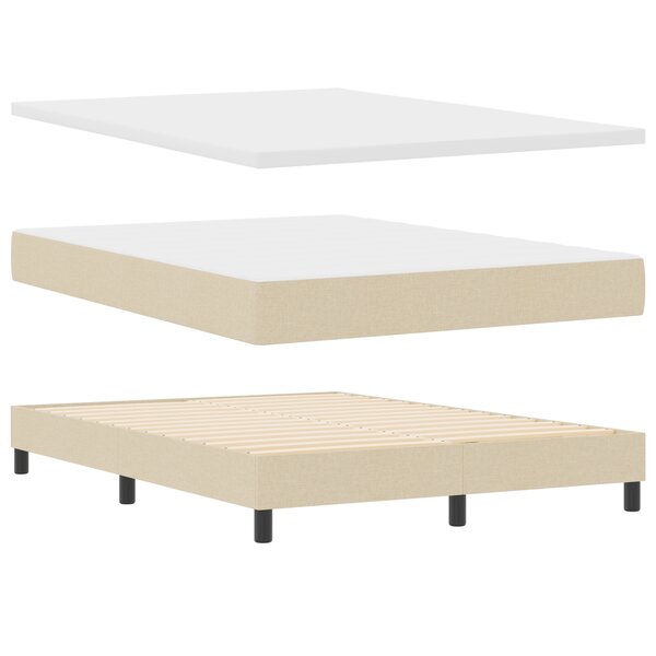 vidaXL Lit à ressorts avec matelas crème  160 x 200 cm - Tissu.
