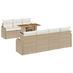 vidaXL Ensemble de canapé de jardin avec coussin 8 Pièces beige et crème