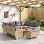 vidaXL Ensembles de meubles 7 Pièces Beige et Gris clair Rotin PE