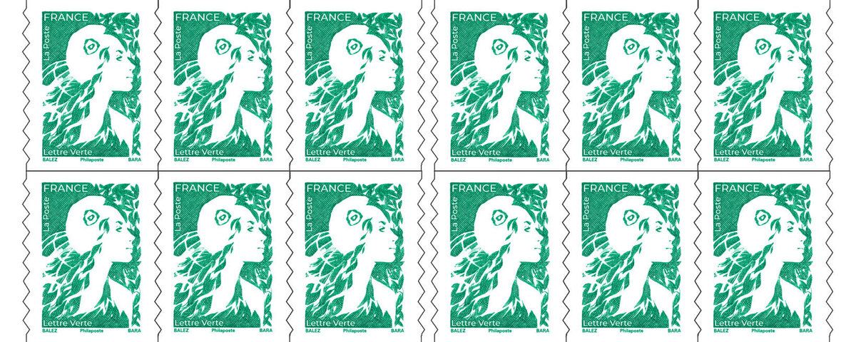 Carnet 12 timbres Marianne de l'avenir - Lettre verte