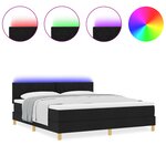 vidaXL Lit à ressort avec matelas & LED noir 180x200 cm tissu