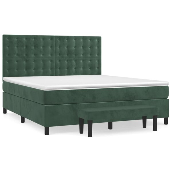 vidaXL Sommier à lattes de lit et matelas Vert foncé 180x200cm Velours