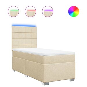 vidaXL Sommier à lattes de lit avec matelas Crème 90x200 cm Tissu