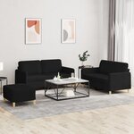 vidaXL Ensemble de canapés 3 Pièces avec coussins Noir Tissu