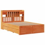 vidaXL Lit bibliothèque sans matelas cire marron 160x200 cm pin massif