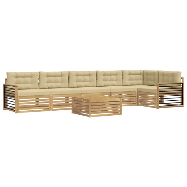 vidaXL Ensemble de canapés d'extérieur 7 Pièces Blanc et Beige