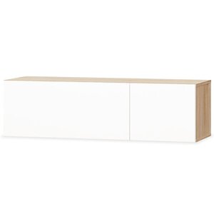 vidaXL Meuble TV bois d’ingénierie 120x40x34cm Chêne et blanc brillant