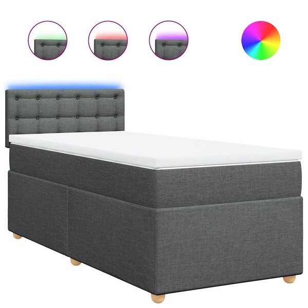 vidaXL Sommier à lattes de lit avec matelas Gris foncé 90x200 cm Tissu