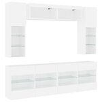 vidaXL Ensemble de meubles TV muraux 6 Pièces avec lumières LED blanc