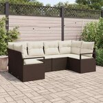 vidaXL Ensemble de canapé de jardin 6 Pièces Marron Poly rotin