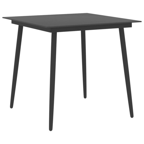 vidaXL Table à dîner de jardin Noir 80x80x74 cm Acier et verre