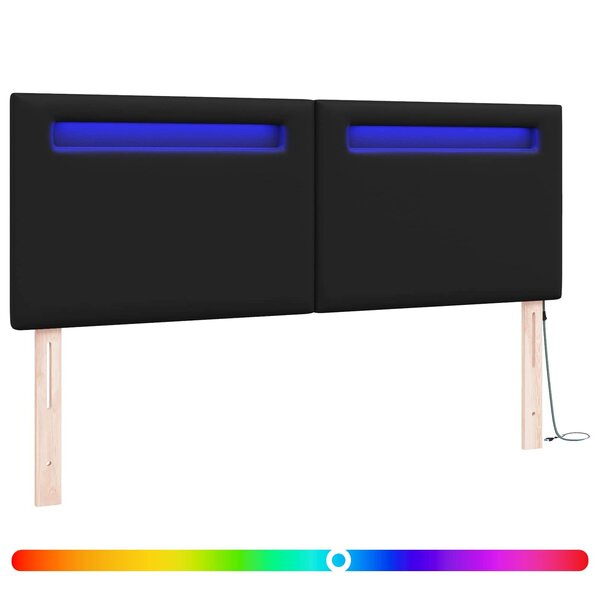 vidaXL Tête de lit LED Noir 144 cm Cuir synthétique