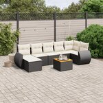 vidaXL Salon de jardin 8 Pièces avec coussins noir résine tressée