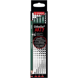 Etui 6 crayons graphite Othello mines assorties 2B B HB F H 2H STABILO