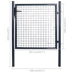 vidaXL Portail en maille de jardin Acier galvanisé 85 5x100 cm Gris