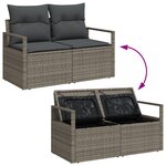Ensemble de canapé de jardin 7 pièces avec coussins gris en poly rattan