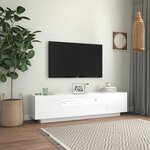 vidaXL Meuble TV avec lumières LED blanc brillant 160x35x40 cm