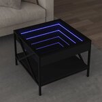 vidaXL Table basse avec LED infini noir 50x50x38 cm
