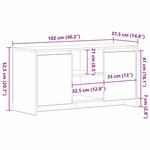 vidaXL Meuble TV Noir 102 x 37.5 x 52.5 cm Bois d'ingénierie