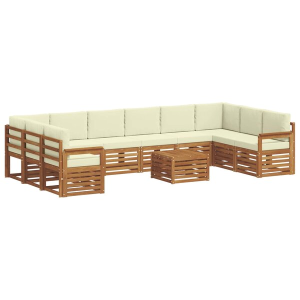 vidaXL Ensemble de canapés d'extérieur 11 pc Naturel et Crème