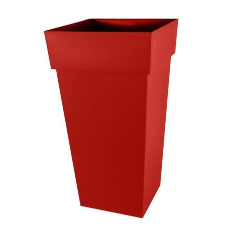 EDA Pot de fleurs XXL  Toscane  - Carré - 43,3 x 43,3 x H 80 cm - 98 L - Rouge rubis